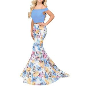 Jovani style 42800A multi colors print 2pcs dress